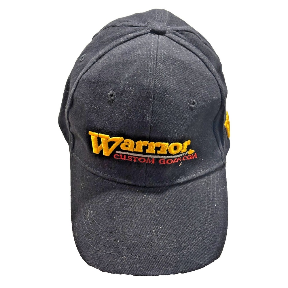 Warrior Custom Golf Hat Black Strapback Cap OSFA 100% Cotton Embroidered Logo